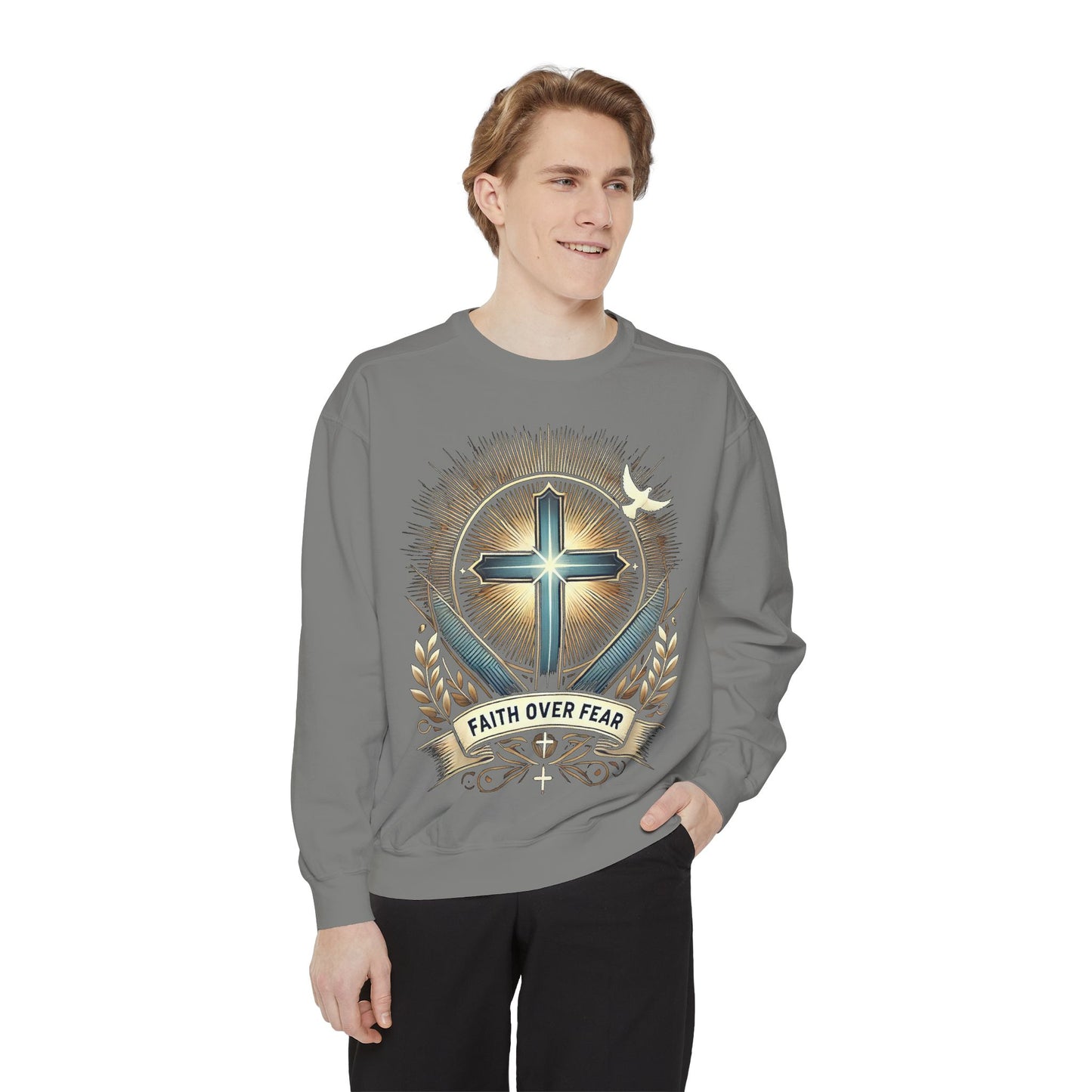 Faith Over Fear Unisex Garment-Dyed Sweatshirt