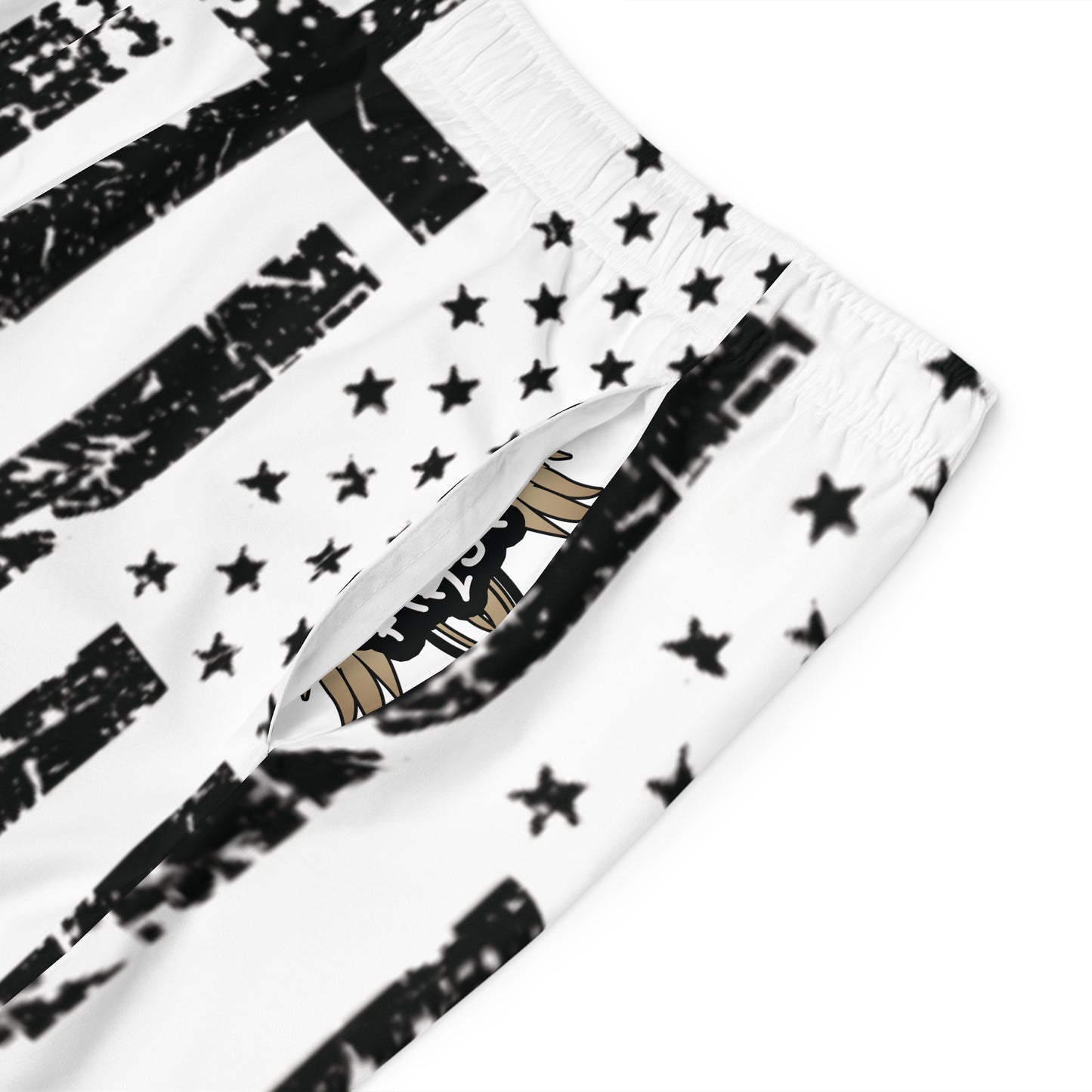 Men's Patriotic Board Shorts - Black and White Star Pattern
