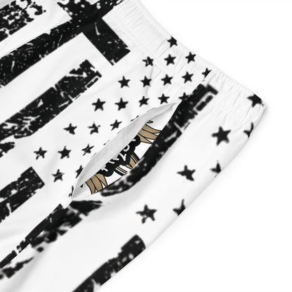 Men's Patriotic Board Shorts - Black and White Star Pattern