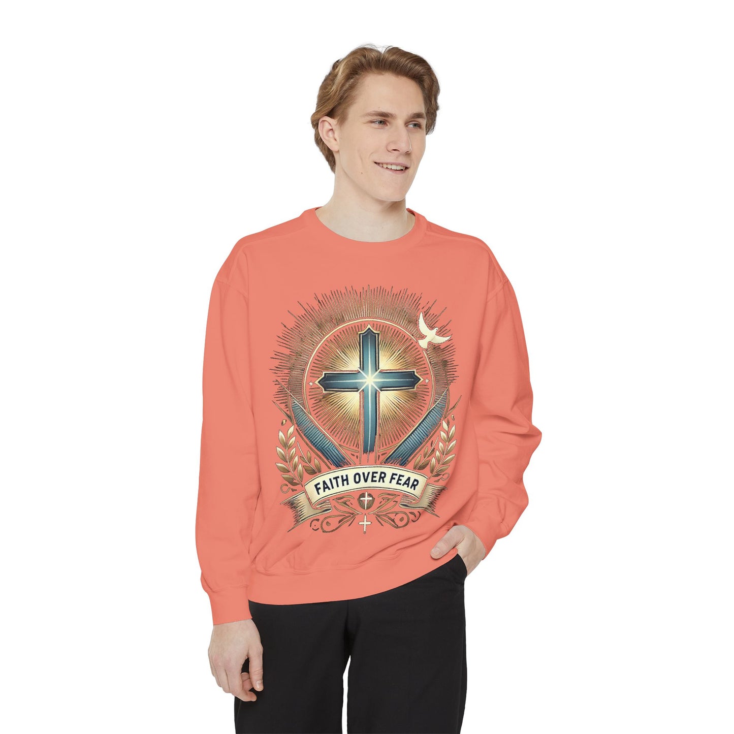 Faith Over Fear Unisex Garment-Dyed Sweatshirt