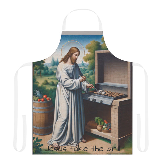 Jesus Take the Grill Apron - 5-Color Straps for BBQ Lovers