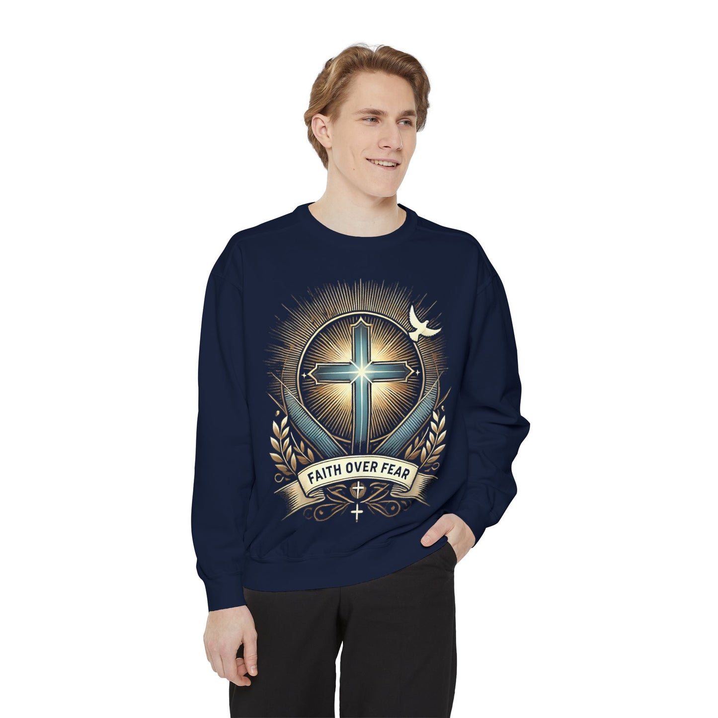Faith Over Fear Unisex Garment-Dyed Sweatshirt