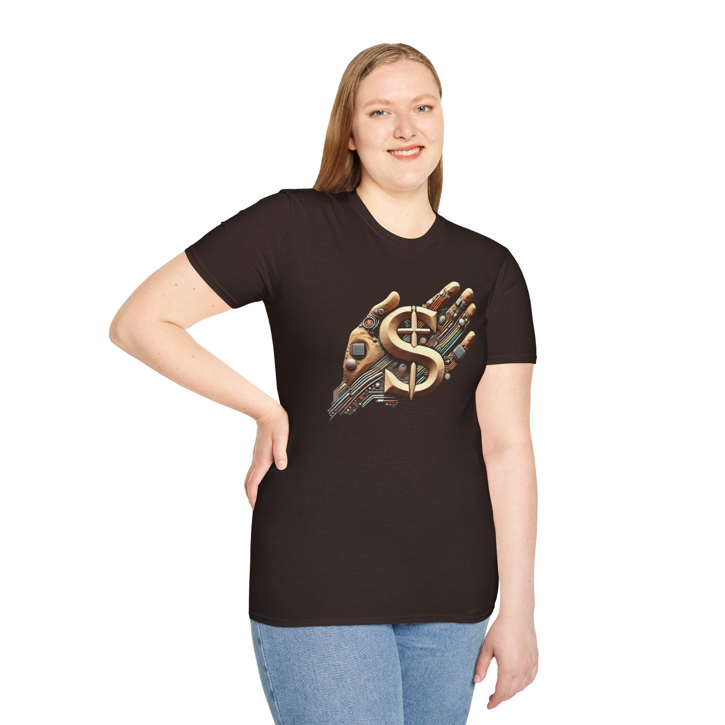 Vintage Robotic Hand Dollar Sign Unisex Softstyle T-Shirt