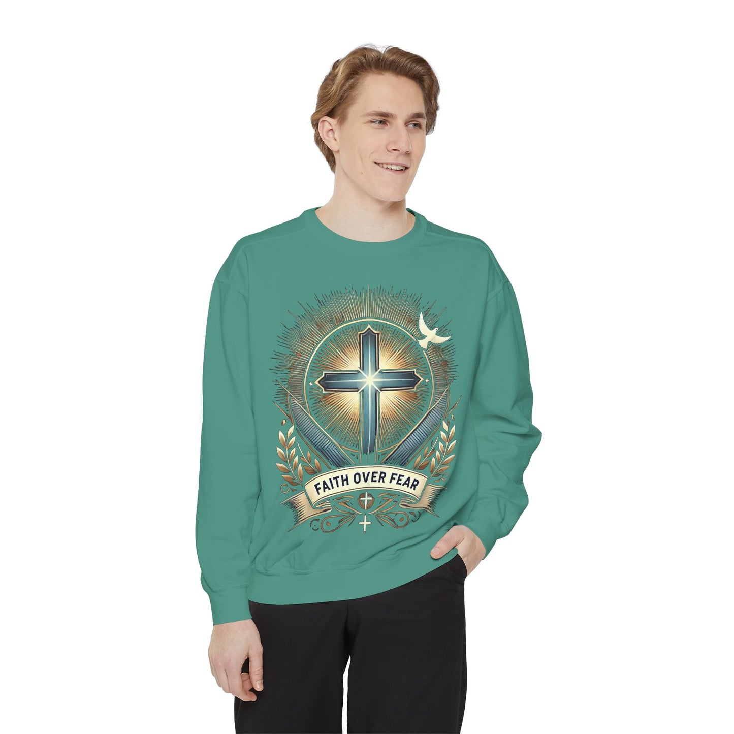 Faith Over Fear Unisex Garment-Dyed Sweatshirt