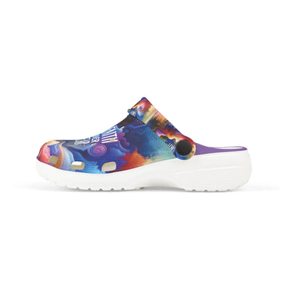 Colorful Kids' crocs - "Faith Over Fear" Inspirational Foam Slip-Ons