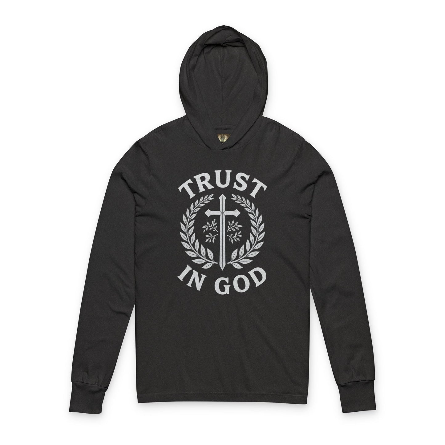 Trust in God Unisex Hooded Long Sleeve Tee, Faith-Based Apparel, Spiritual Gift, Christian Hoodie, Inspirational Wear for All Occasions