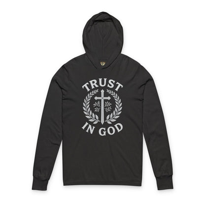 Trust in God Unisex Hooded Long Sleeve Tee, Faith-Based Apparel, Spiritual Gift, Christian Hoodie, Inspirational Wear for All Occasions