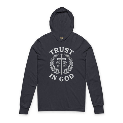 Trust in God Unisex Hooded Long Sleeve Tee, Faith-Based Apparel, Spiritual Gift, Christian Hoodie, Inspirational Wear for All Occasions