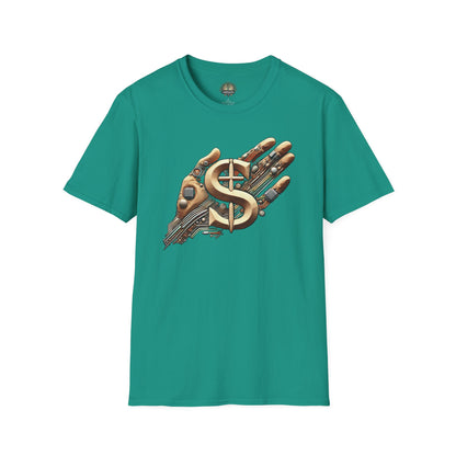 Vintage Robotic Hand Dollar Sign Unisex Softstyle T-Shirt