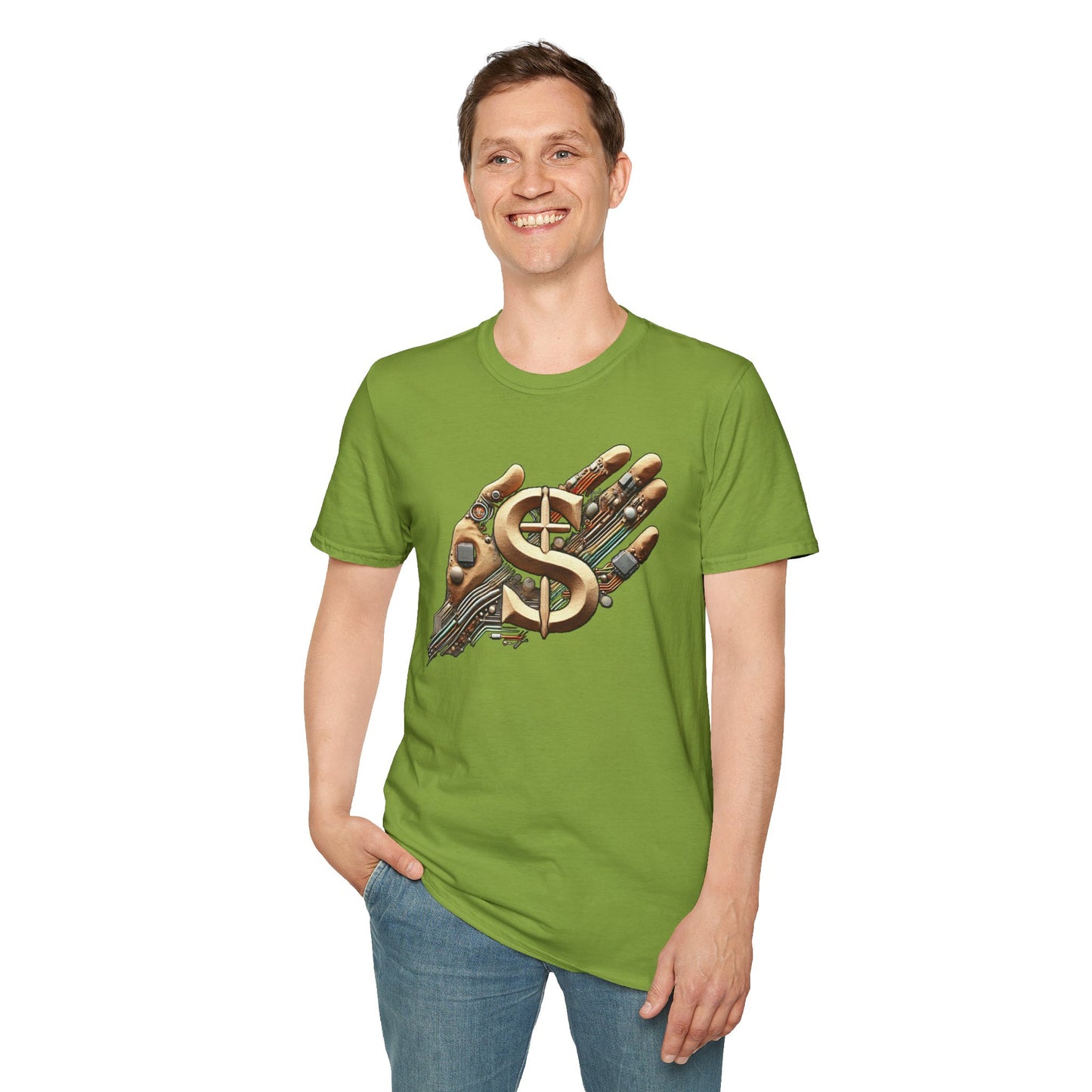 Vintage Robotic Hand Dollar Sign Unisex Softstyle T-Shirt