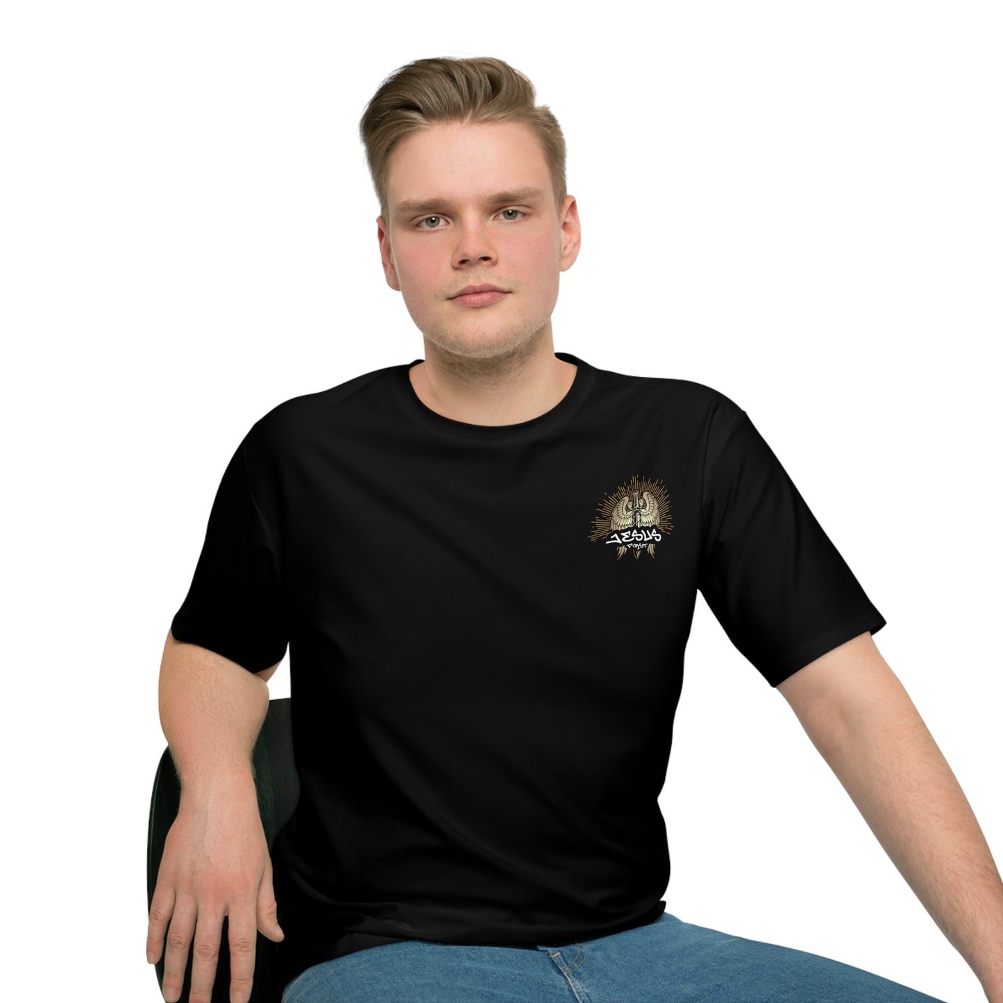 Men's Loose Graphic T-Shirt - 'No Weapon Formed' Western Design