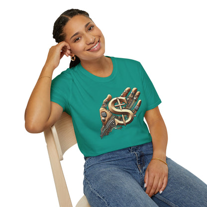 Vintage Robotic Hand Dollar Sign Unisex Softstyle T-Shirt